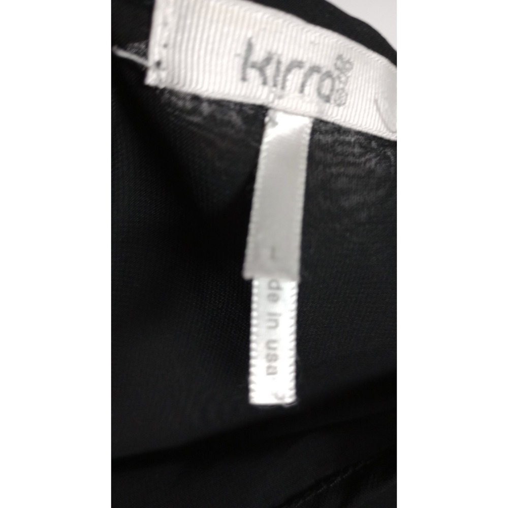 Kirra Black Sheer Blouse Sz L Flowy Crossover Back Whimsigoth Dark Romance Party - Picture 5 of 8